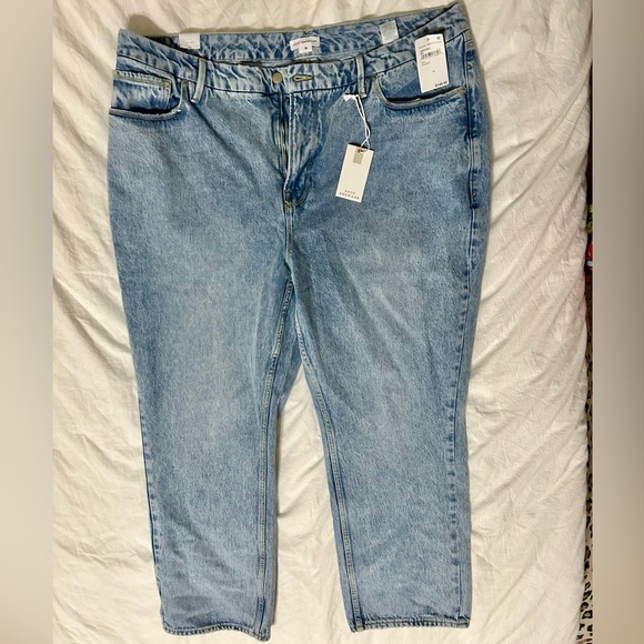 Good American Good Heritage Blue 951 Straight Legs 90s Cropped Jeans - Picture 2 of 2